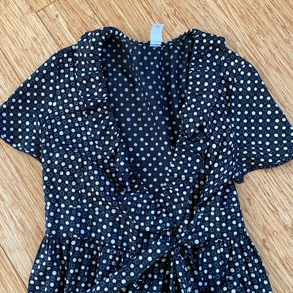 J.Crew cream Polka dot black midi silk wrap front dress - Picture 4 of 9